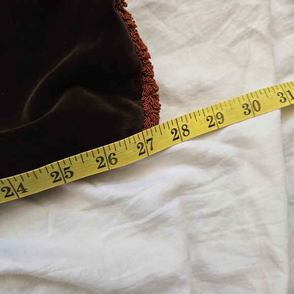 Velvet Pillow Shams Set of 4 Two Large Square Two Rectangle Brown/Burnt Orange - Picture 7 of 9